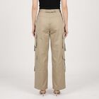 Women's Beige Straight Fit Cargo Trousers, Beige, small
