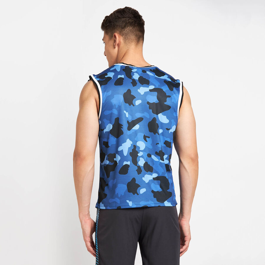 All Over Print Sleeveless T-Shirt, Navy Blue, large image number null