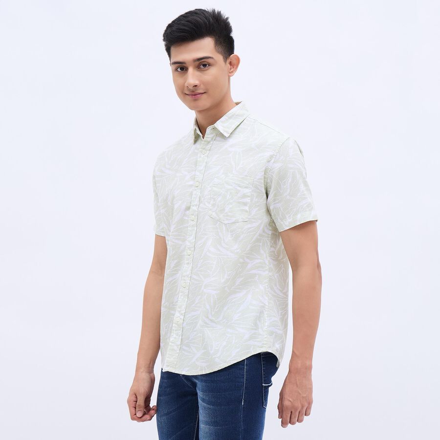 Men's Light Sage Green Cotton Regular Collar Casual Shirt, Light Green, large image number null