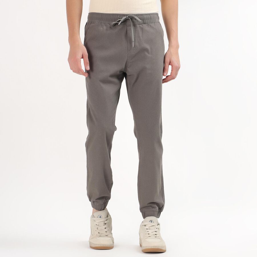 Men's Muted Charcoal Grey Slim Fit Joggers, हल्का ग्रे, large