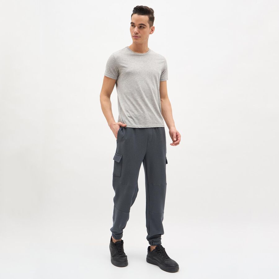 Men's Charcoal Grey Regular Fit Cargo Jogger, मध्यम नीला, large image number null