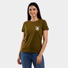Ladies' Round Neck T-Shirt, ओलिव, small