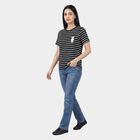 Women's Black Round Neck Regular T-Shirt, Black, small
