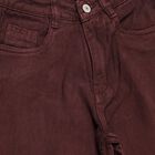 Girls' Deep Burgundy Wide Leg Cotton Jeans, वाइन, small image number null