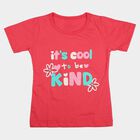 Girls Pink Round Neck Casual T-Shirt, Pink, small