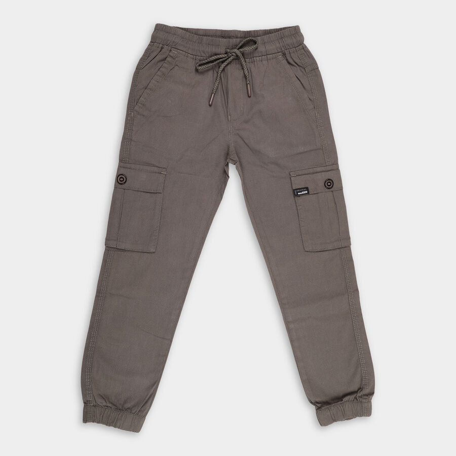 Boys' Cotton Trousers, Dark Grey, large image number null