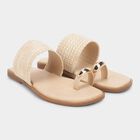 Women's Light Beige Slip-On Flat Sandals, पीच, small