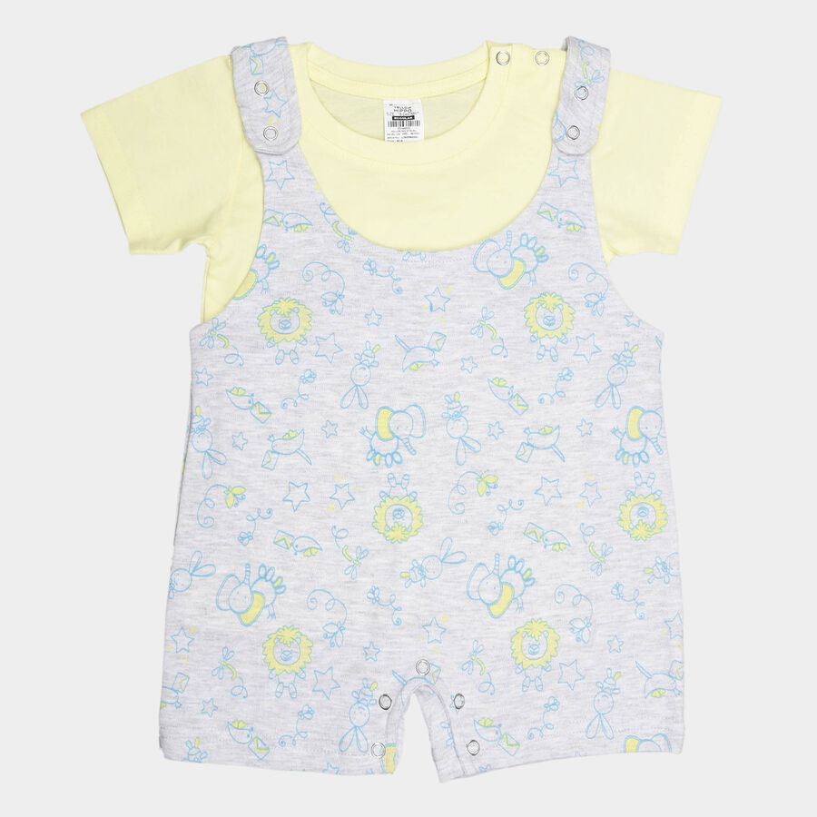 Infants Cotton Printed Baba Suit, Melange Light Grey, large image number null