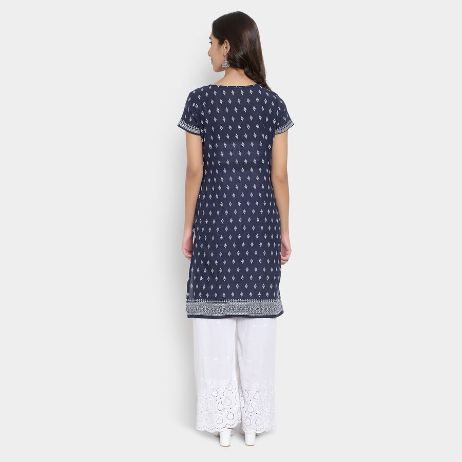 Printed Straight Kurta, Navy Blue, large image number null