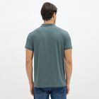 Men's Dark Sage Green Polo Neck Textured T-Shirt, गहरा ग्रे, small image number null