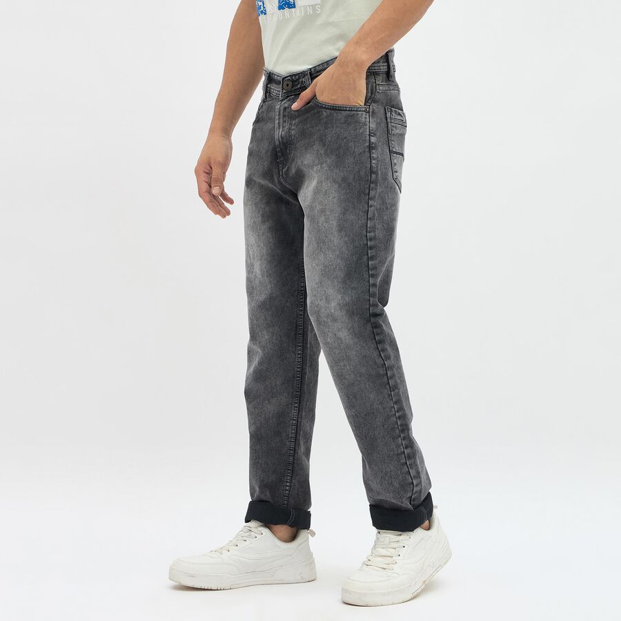 Men's Faded Charcoal Slim Fit Jeans, गहरा ग्रे, large image number null