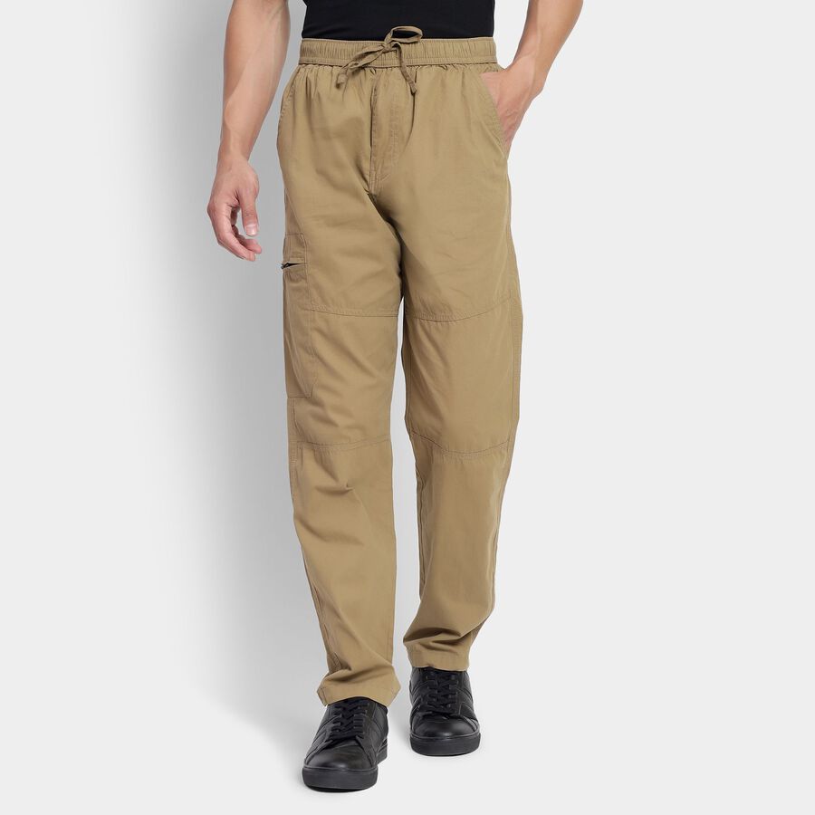 Men's 100% Cotton Track Pants, Khaki, large image number null