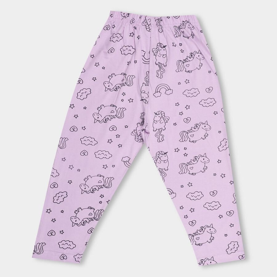 Kids' Light Lavender Purple Regular Fit All Over Printed Pyjama, Lilac, large image number null