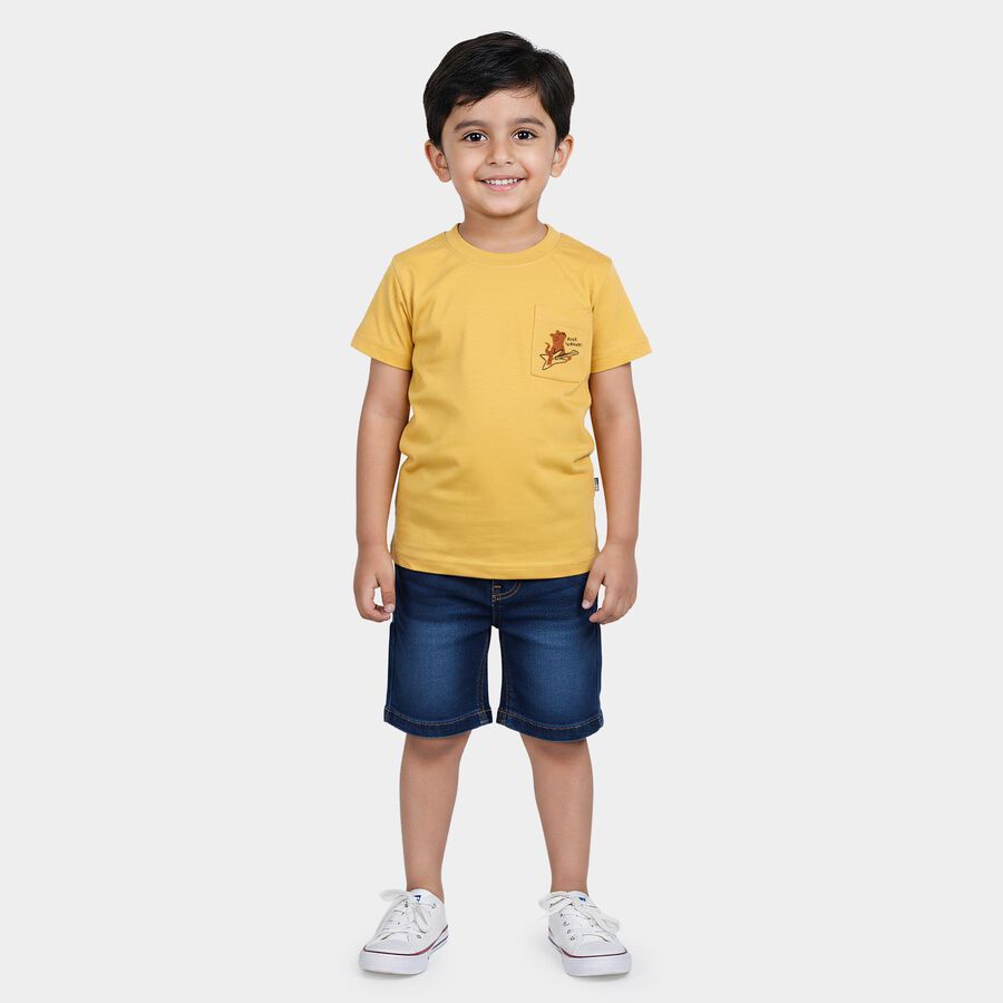 Boys' Half Sleeves T-Shirt, Mustard, large
