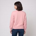 Women Pink Crew Neck Pullover Sweatshirt, Pink, small