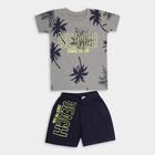 Boys' 100% Cotton Knit Baba Suit , Melange Light Grey, small image number null