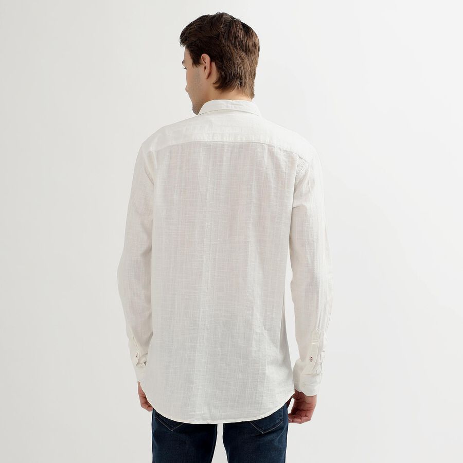 Men's Rich White Cotton Classic Collar Casual Shirt, सफ़ेद, large image number null