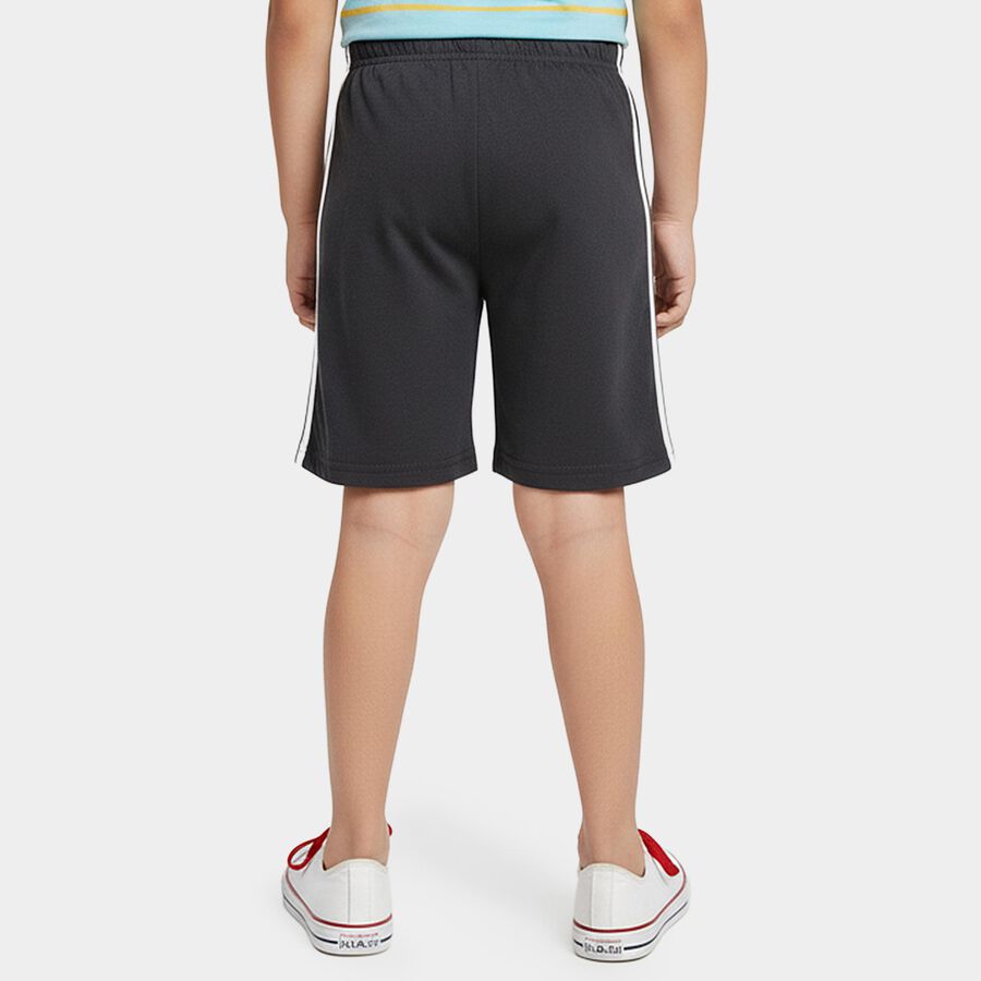 Boys' Grey Regular Fit Melange Drawstring Bermuda Shorts, Dark Grey, large