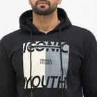Men's Jet Black Hooded Neck Casual Sweatshirt, काला, small image number null