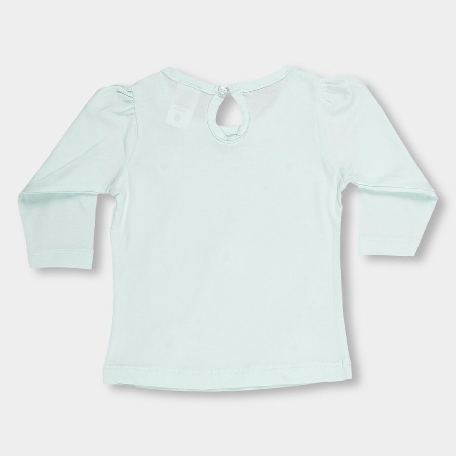Infants Light Pastel Green Cotton Round Neck Romantic T-Shirt, Light Green, large image number null