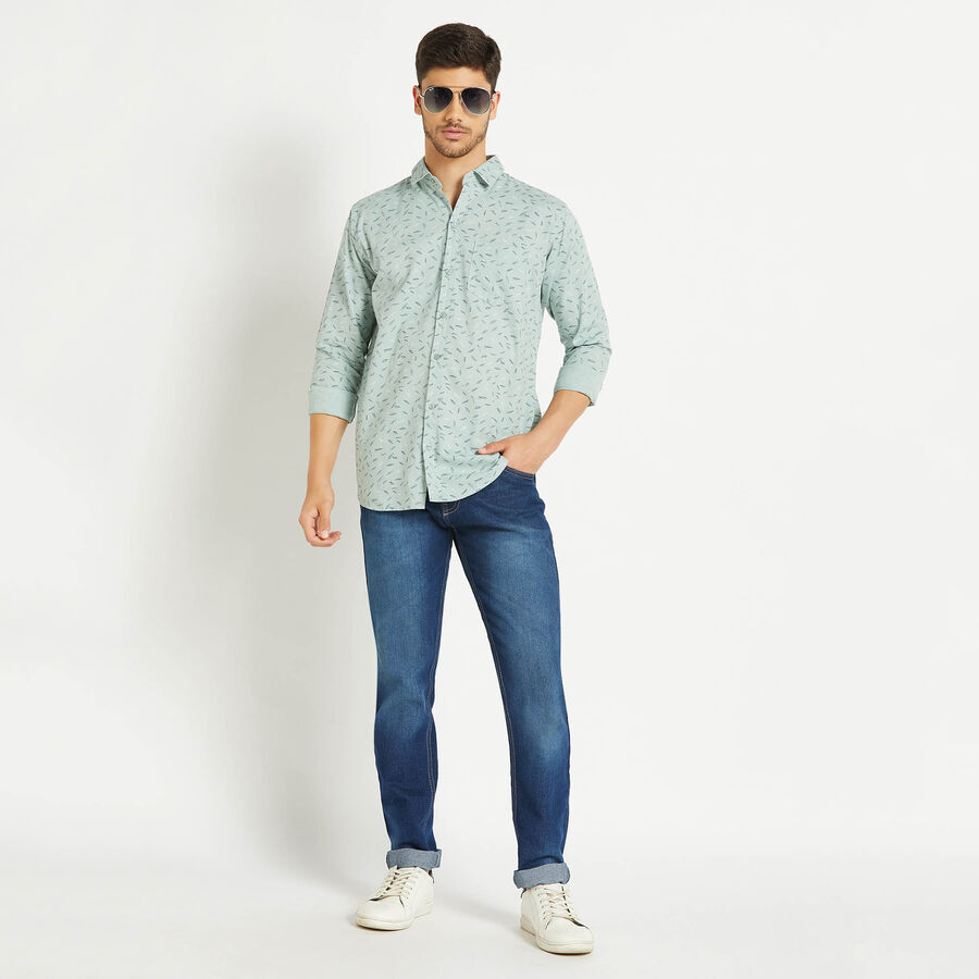 Cotton Printed Casual Shirt, Light Green, large image number null