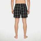 Men's Black Relaxed Fit Checked Boxers, काला, small