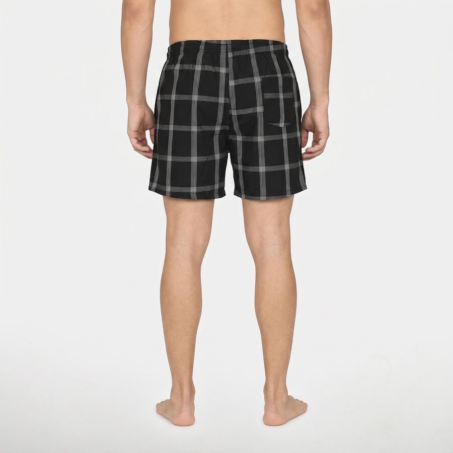 Men's Black Relaxed Fit Checked Boxers, काला, large