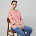 Women's Purple Notch Neck Printed Kurti, Purple, small