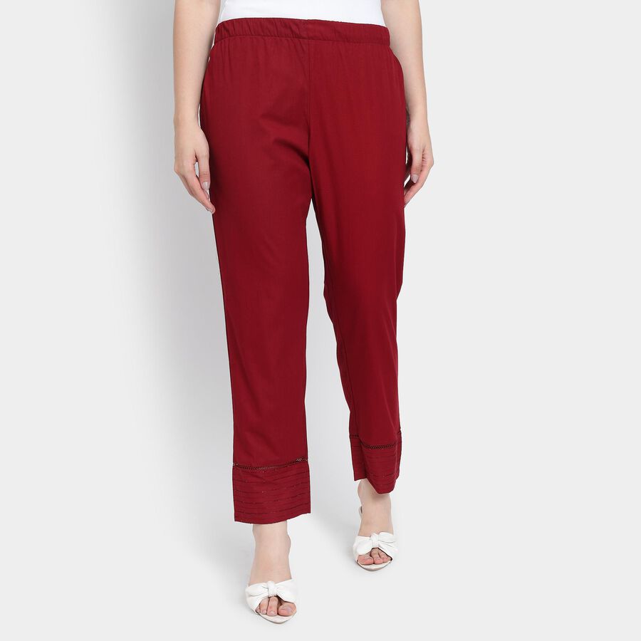 Ladies' 100% Cotton Palazzos , मरून, large image number null