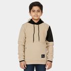 Boys Muted Beige Hooded Casual Sweatshirt, गहरा पीला, small image number null