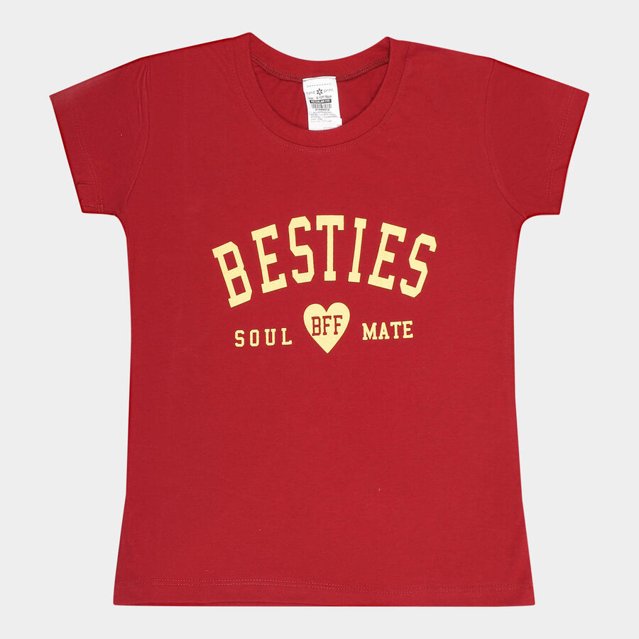 Girls Short Sleeve T-Shirt, Wine, large image number null