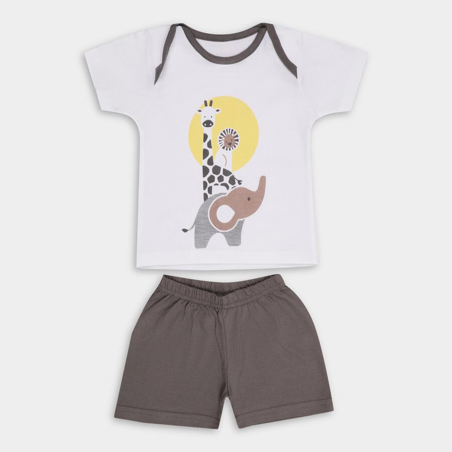 Infant Boys' 100% Cotton Baba Suit, चारकोल, large image number null