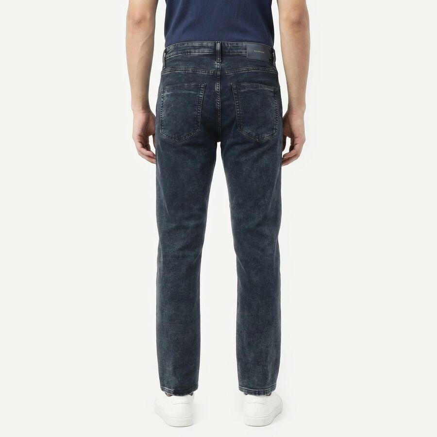 Men's Navy Blue Slim Fit Washed Jeans, Dark Blue, large