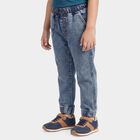 Boys' Light Blue Jogger Fit Washed Jeans, मध्यम नीला, small
