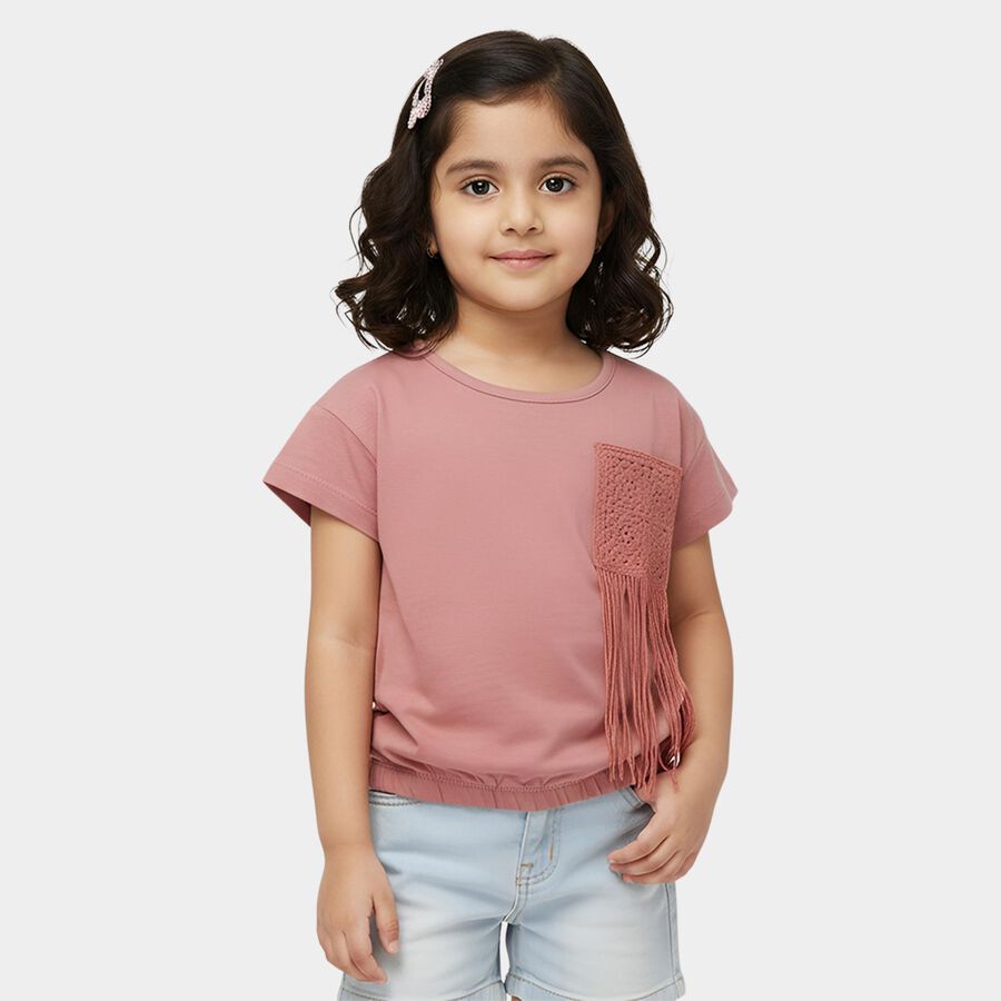 Girls' T-Shirt, हल्का गुलाबी, large