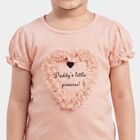 Girls Peach Cotton Round Neck Regular T-Shirt, हल्का गुलाबी, small