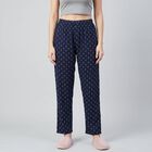 Women's Navy Blue Straight Fit Printed Lounge Pyjama, नेवी ब्लू, small