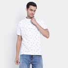 Cotton Printed Henley T-Shirt, White, small image number null