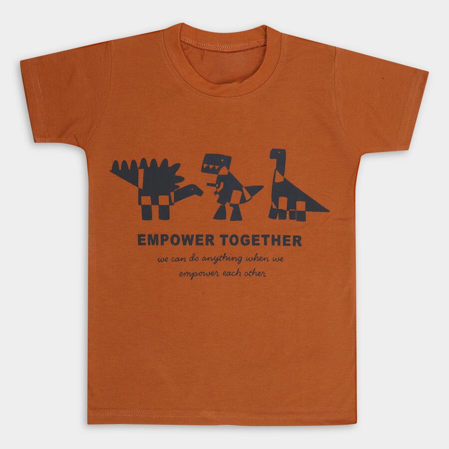 Boys' Half Sleeves T-Shirt, Brown, large