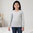 Girls Grey Long Sleeve Thermal, हल्का ग्रे, small