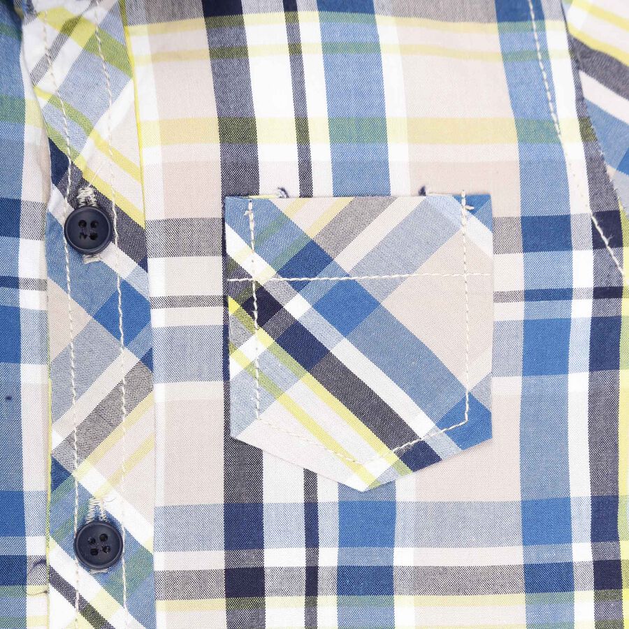 Infants Checks Regular Collar Shirt, Yellow, large image number null