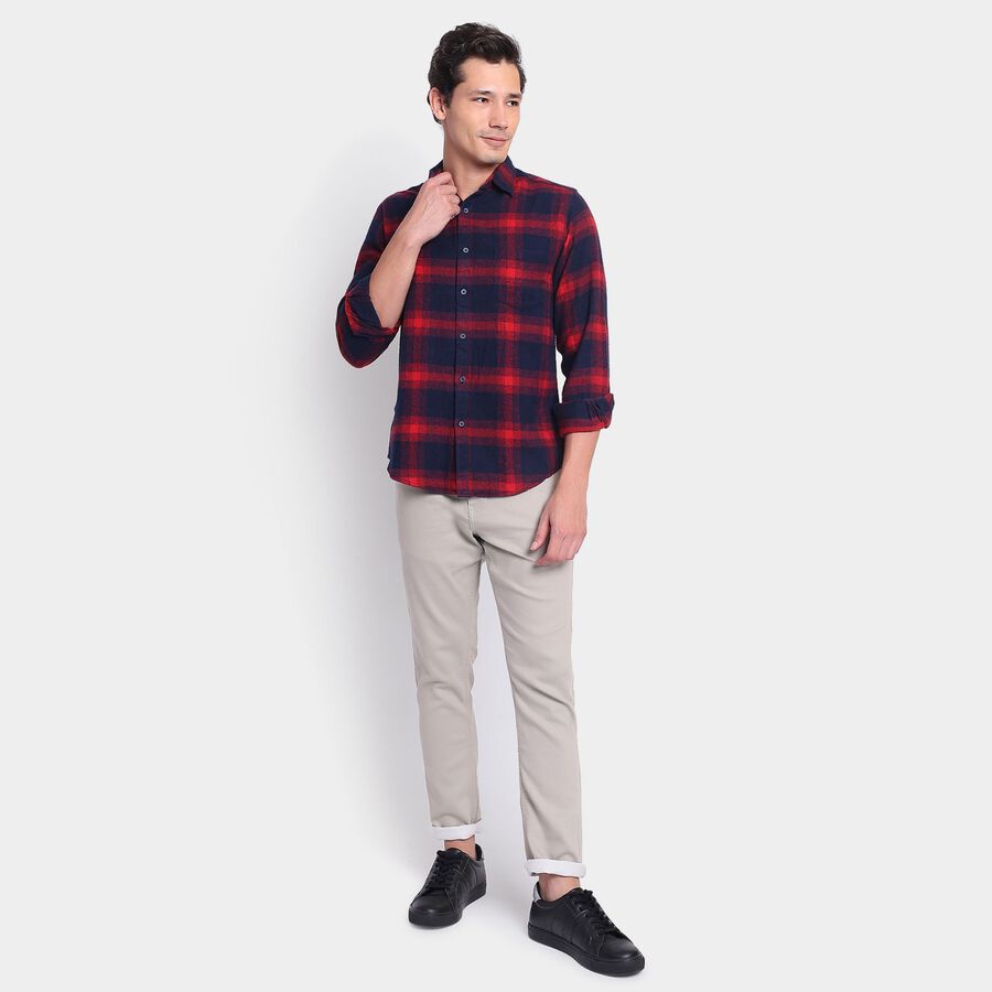Men's 100% Cotton Casual Shirt, Navy Blue, large image number null
