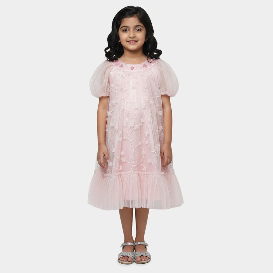 Girls' Frock, हल्का गुलाबी, large