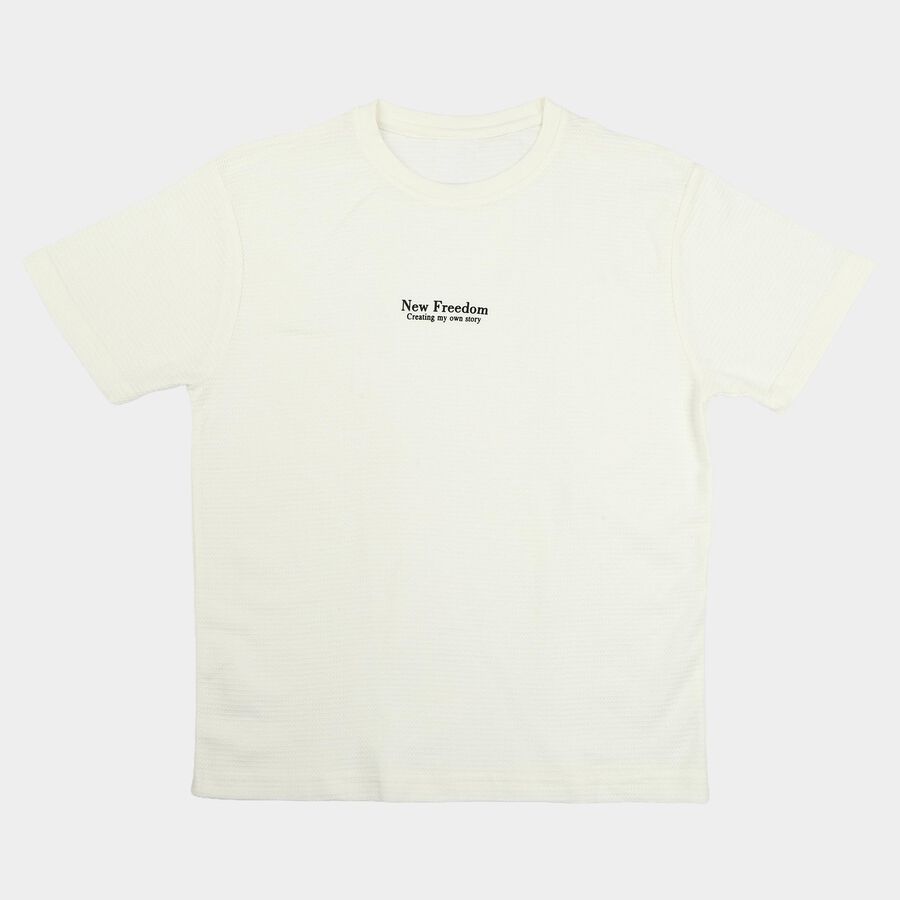 Men's White Round Neck Regular T-Shirt, सफ़ेद, large