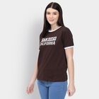 Ladies' 100% Cotton Round Neck T-Shirt , Brown, small