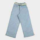 Girls' Light Blue Wide Leg Studded Jeans, Light Blue, small