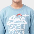 Boys' Light Blue Crew Neck Graphic Print Sweatshirt, हल्का नीला, small