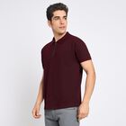 Men's Collared Half Sleeves T-Shirt, Wine, small