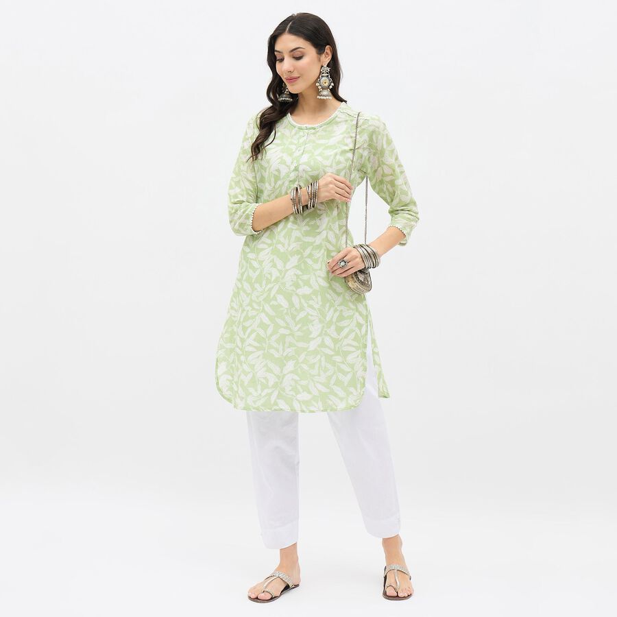 Ladies' 100% Cotton Kurta, Light Green, large image number null
