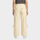 Women's Off White Wide Leg Cargo Jeans, Off White, small